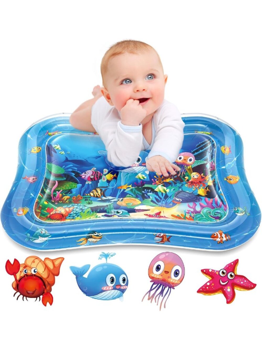 Inflatable Tummy Time Water Mat for Babies, Sensory Play Toy for 3-24 Months